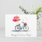 Herzballons & Fahrräder Valentinstag Feiertagskarte (Stehend Vorderseite)