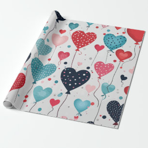 Herzballons Geschenkpapier