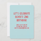 Herzballons Kindergeburtstag Foto Einladung (Rückseite)