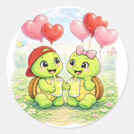 Herzballons Runder Aufkleber