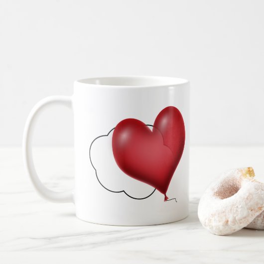 Herzballons und Wolken Liebe Kaffeetasse (Mit Donut)
