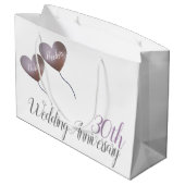 Herzballons zum 30. Geburtstag der Perlen Große Geschenktüte (Rückseite Schrägansicht)