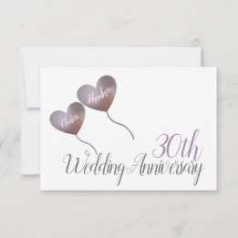 Herzballons zum 30. Geburtstag der Perlen RSVP Karte