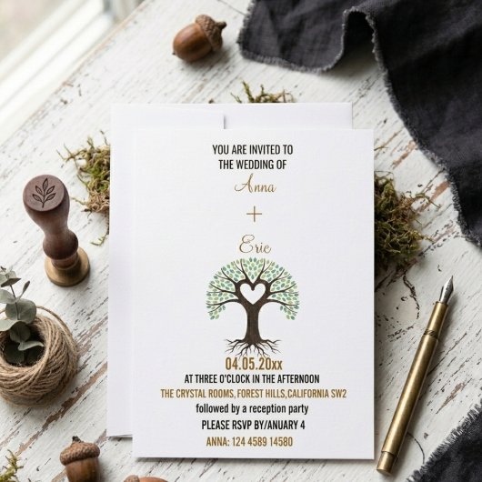 HERZBAUM DER LIEBE WEDING INVITATION EINLADUNG