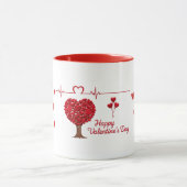 Herzbaum & Herzschlag Valentinstag Tasse (Zentrum)