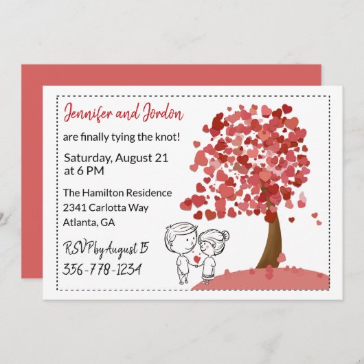 Herzbaum Lässige Einladung zur Hochzeit (Vorne/Hinten)