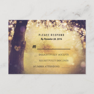 Herzbaum Lichter Hochzeits-RSVP-Karte RSVP Karte