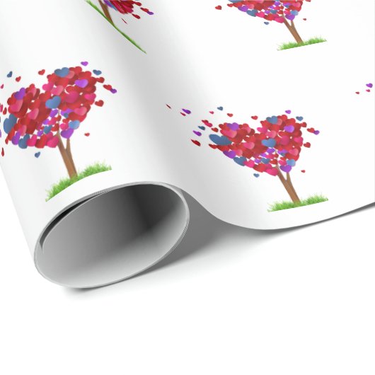 Herzbaum mit Gras Geschenkpapier (Rolleneckpunkt)