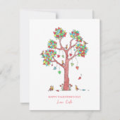 Herzbaum mit Vogelschutz Valentine Ferienkarte Feiertagskarte (Vorderseite)