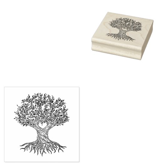 Herzbaum mit Wurzeln Gummistempel (Stempel)