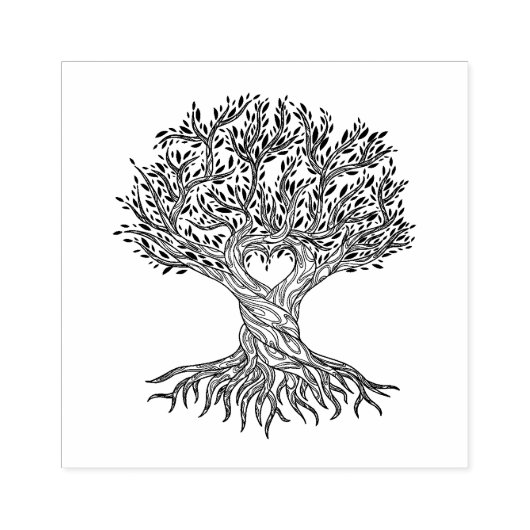 Herzbaum mit Wurzeln Gummistempel (Prägung)