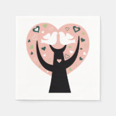 Herzbaum mit zwei Vogelpapier Napkins Serviette (Vorderseite)