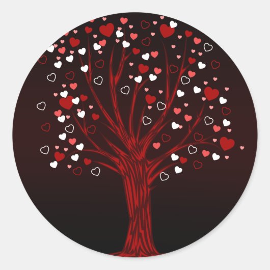 Herzbaum Runder Aufkleber (Vorderseite)