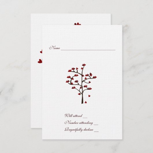 Herzbaum-uAwg mit Umschlag RSVP Karte (Vorne/Hinten)