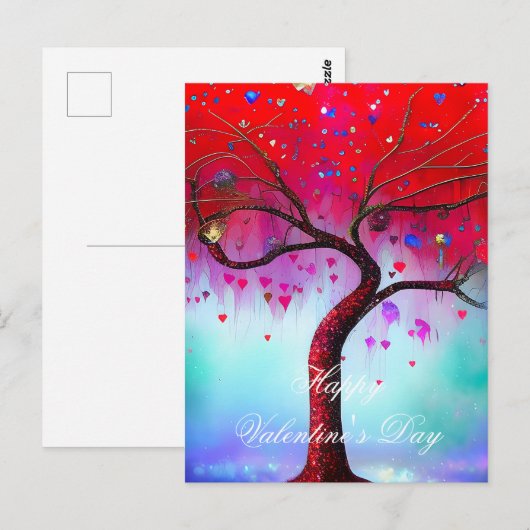 Herzbaum und Edelsteine Postkarte (Vorne/Hinten)