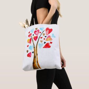 Herzbaum Valentinstag Wasserfarbenkunst Tasche