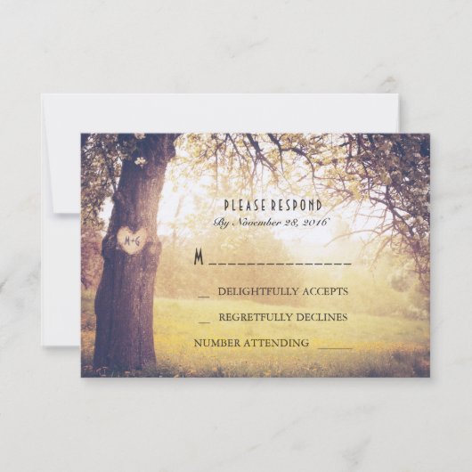 Herzbaum Wedding RSVP Card Karte (Vorderseite)