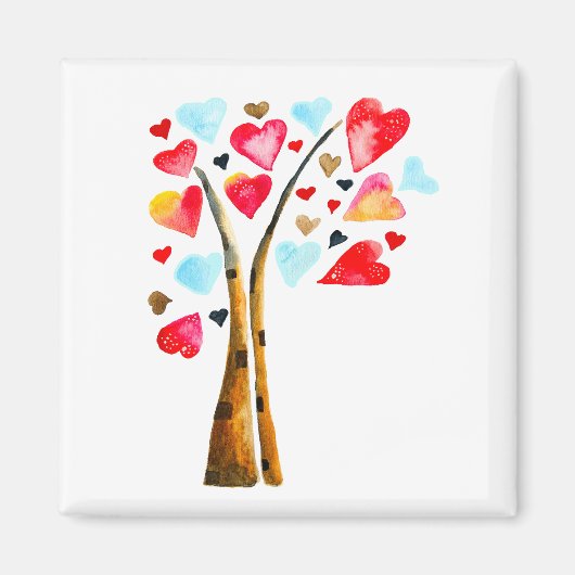 Herzbaumvalentine Aquarellkunst Magnet (Vorne)