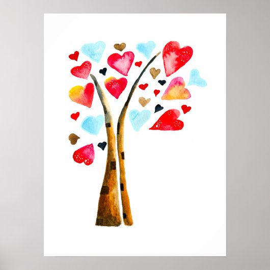 Herzbaumvalentine Aquarellkunst Poster (Vorne)