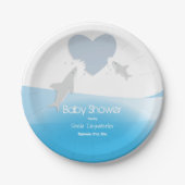 Herzbisse und Haie | Baby Shower Paper Plate Pappteller (Vorderseite)