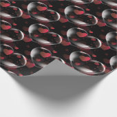 Herzblase mit Herz auf schwarz Geschenkpapier (Ecke)