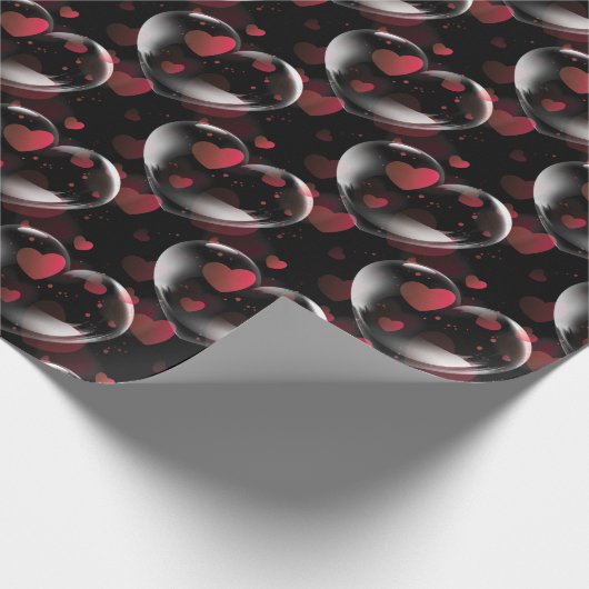 Herzblase mit Herz auf schwarz Geschenkpapier (Ecke)
