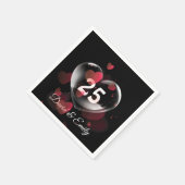 Herzblase zum 25. Jubiläum mit roten Herzen Serviette (Ecke)
