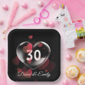 Herzblase zum 30. Jubiläum mit roten Herzen Pappteller (Party)
