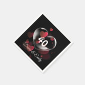 Herzblase zum 40. Jubiläum mit roten Herzen Serviette (Ecke)