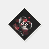 Herzblase zum 55. Jubiläum mit roten Herzen Serviette (Ecke)