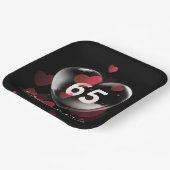 Herzblase zum 65. Jubiläum mit roten Herzen Pappteller (Gewinkelt)