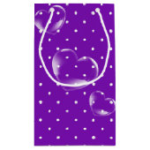 Herzblasen auf lila Polka-Punkt Kleine Geschenktüte (Rückseite)