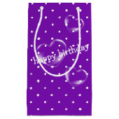 Herzblasen auf lila Polka-Punkt Kleine Geschenktüte (Vorderseite)