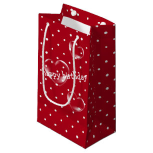 Herzblasen auf rotem und weißem Polka-Punkt Kleine Geschenktüte