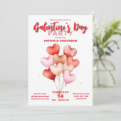 Herzblasen Galentinstag Party Feier Einladung (Stehend Vorderseite)