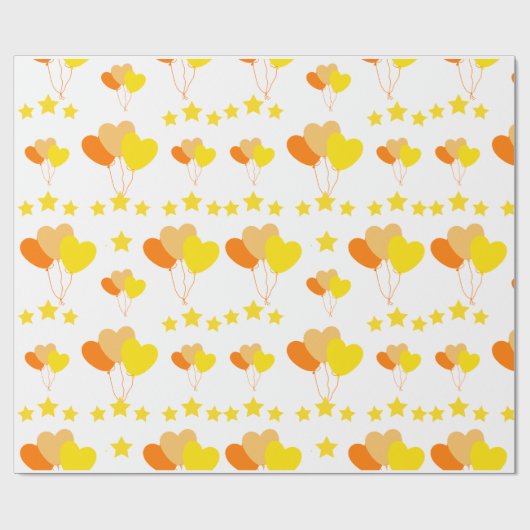 Herzblasen mit Sternen Geschenkpapier (Flach)