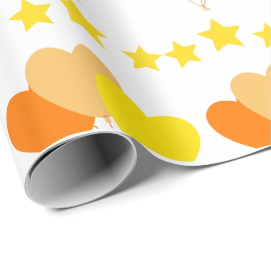 Herzblasen mit Sternen Geschenkpapier (Rolleneckpunkt)