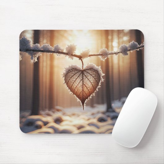 Herzblatt an Winterzweig Mousepad (Mit Mouse)