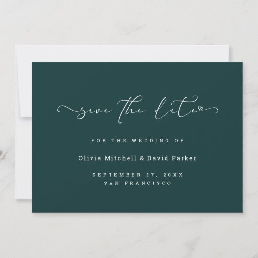 Herzblatt | Elegant Dark Rich Aquamarin Save The Date (Vorderseite)
