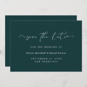 Herzblatt | Elegant Dark Rich Aquamarin Save The Date (Vorne/Hinten)