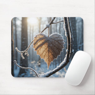 Herzblatt im Winterwald Mousepad