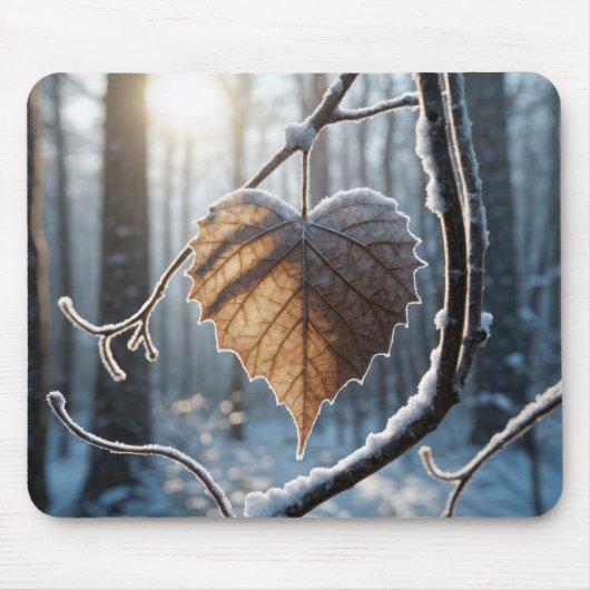 Herzblatt im Winterwald Mousepad (Vorne)