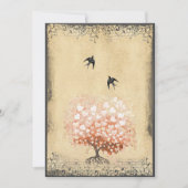 Herzblatt Korallenpfeffer Bud Tree Love Bird Weddi Einladung (Vorderseite)