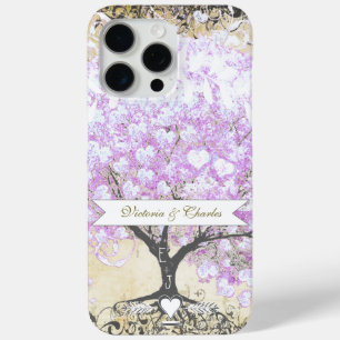 Herzblatt Lavendel Baum Vintage Vogel Hochzeit iPhone 15 Pro Max Hülle