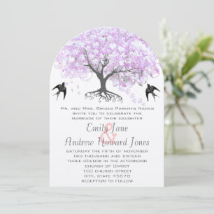 Herzblatt Lavendel Baum Vintage Vogel Hochzeit Einladung