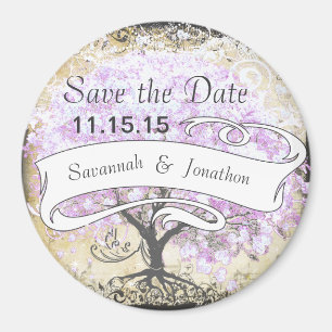 Herzblatt-Lavendel-Baum Vintage-Vogel-Hochzeit Magnet