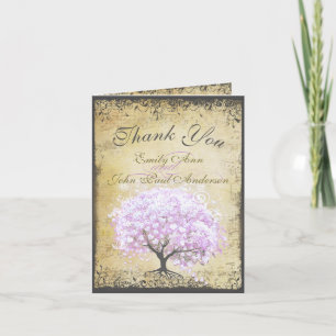 Herzblatt-Lavendelbaum Vintage-Vogel-Hochzeit Dankeskarte