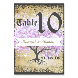 Herzblatt Lavendelbaum Vintage Vogel Hochzeit Tischnummer