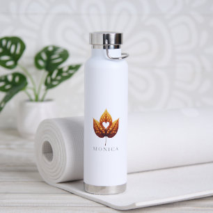 Herzblatt Minimalist Orange Personalisiert Trinkflasche