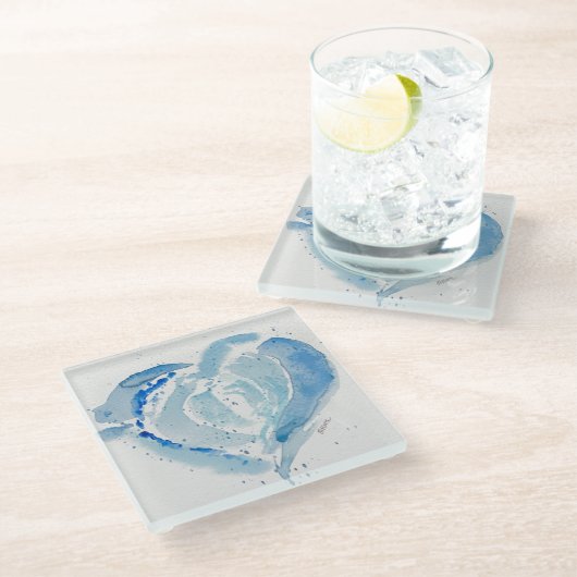Herzblauer Untersetzer (Schrägansicht)